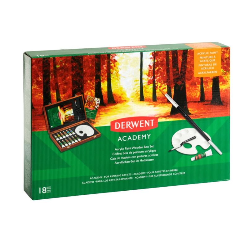 DERWENT - Acrílicos Derwent Academy Caja Madera 18 piezas