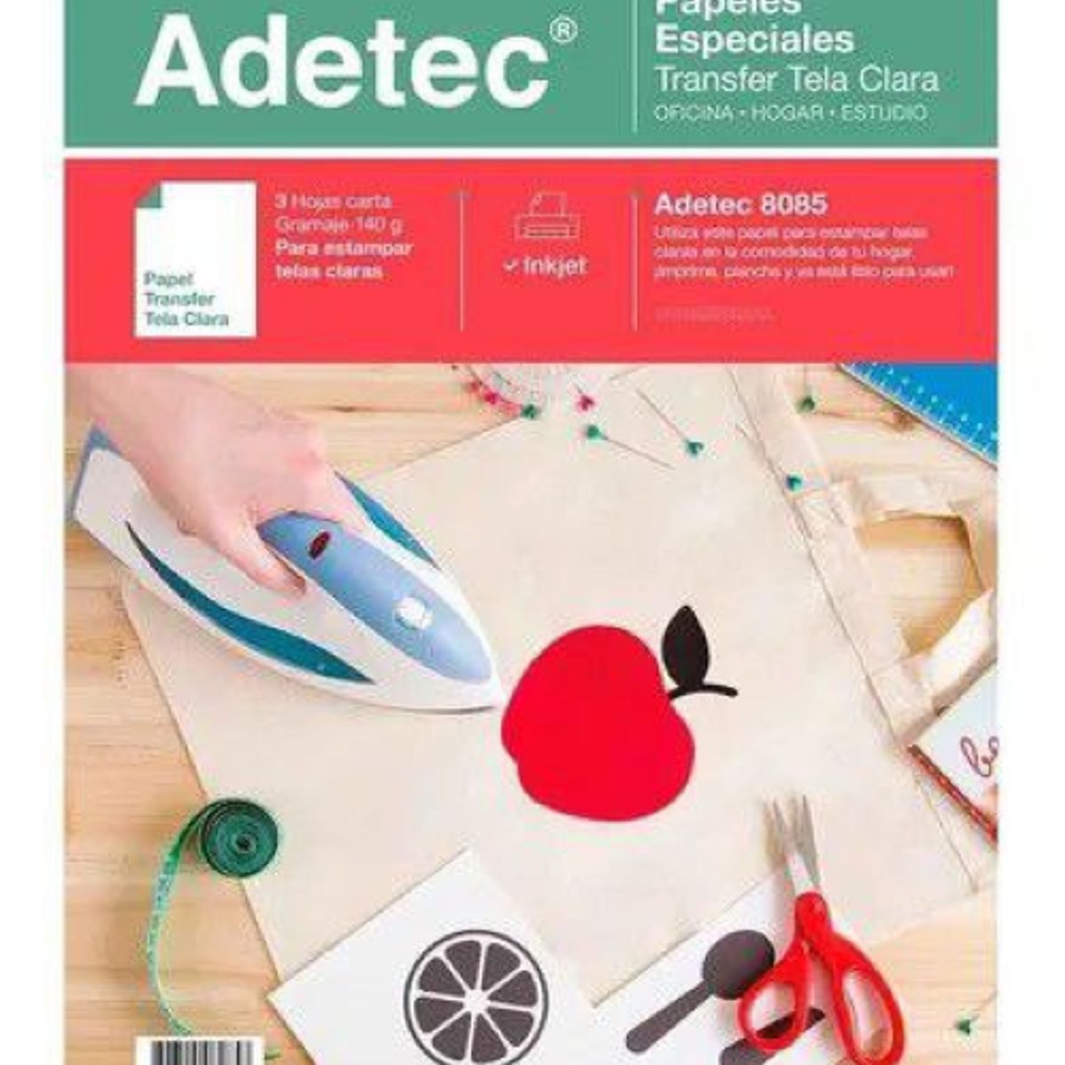 ADETEC - Papel Transfer Telas Claras Carta X 3 Hojas - 8085