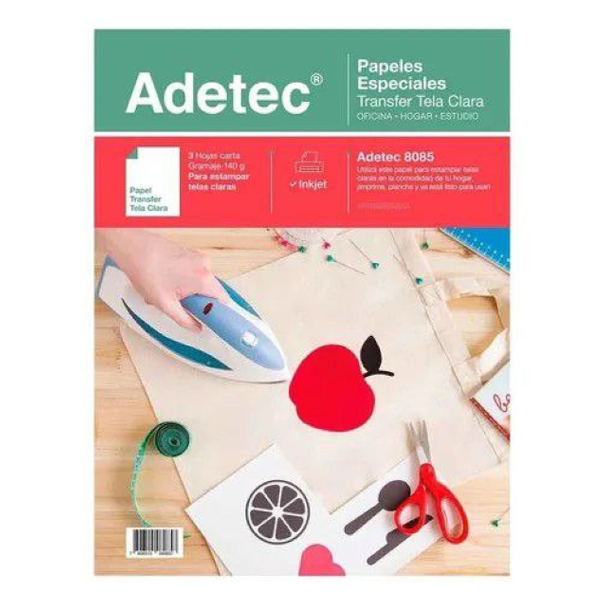 ADETEC - Papel Transfer Telas Claras Carta X 3 Hojas - 8085