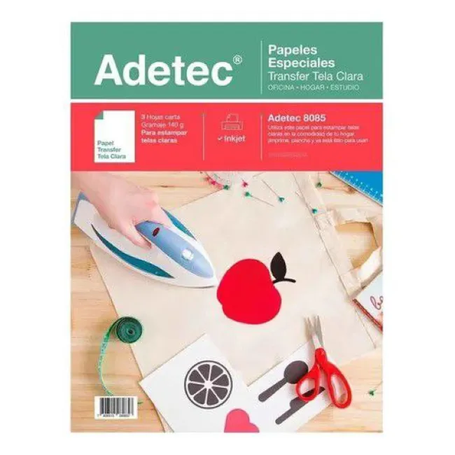 ADETEC - Papel Transfer Telas Claras Carta X 3 Hojas - 8085