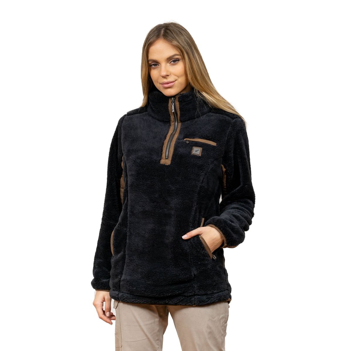 FALCONE - Polerón Shaggy Lander Negro Mujer Falcone