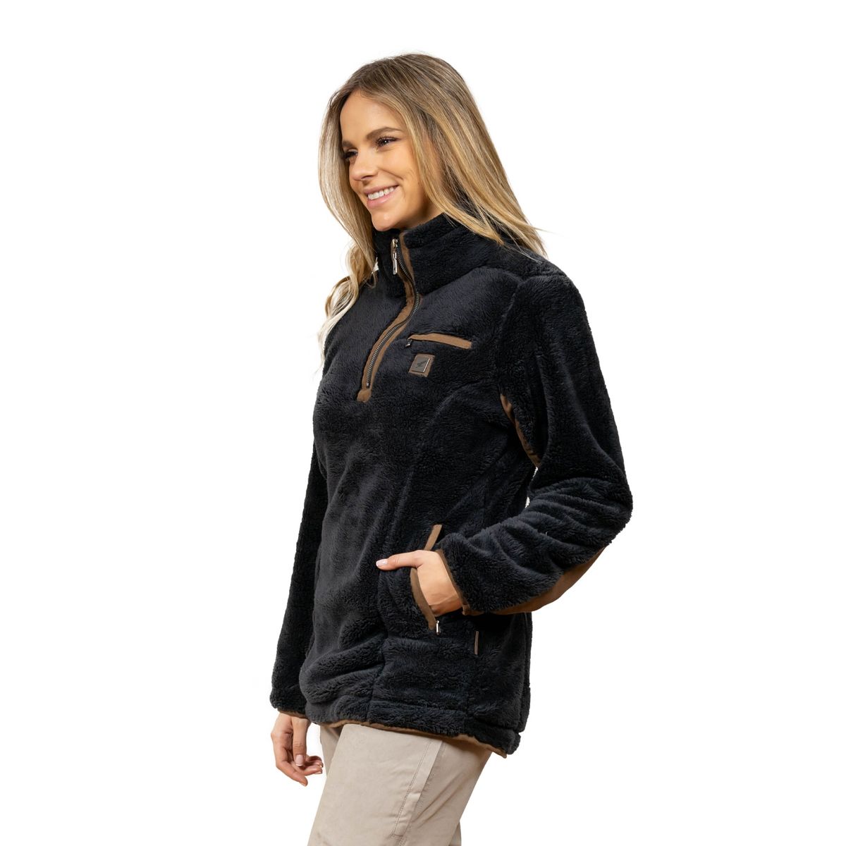 FALCONE - Polerón Shaggy Lander Negro Mujer Falcone