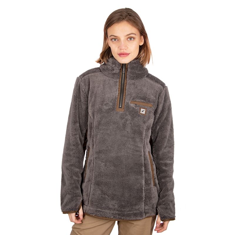 FALCONE - Polerón Shaggy Lander Gris Oscuro Mujer Falcone