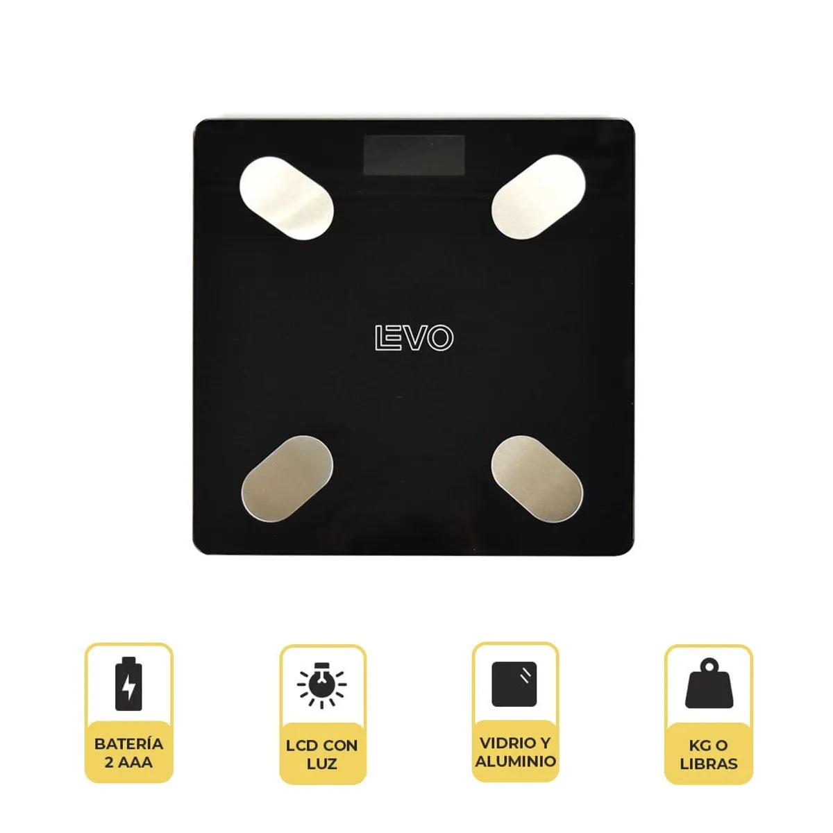 LEVO - Pesa Digital Balanza Baño Bluetooth Negra Inteligente