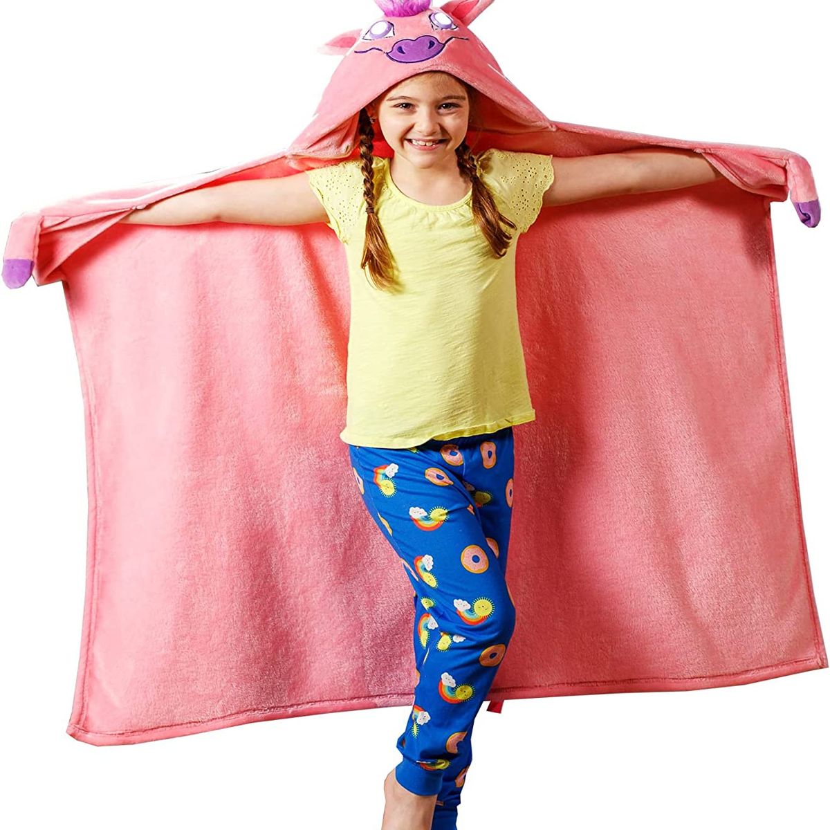 GENERICO - Manta Con Capucha Polar Luces Ojos Brillante UNICORNIO