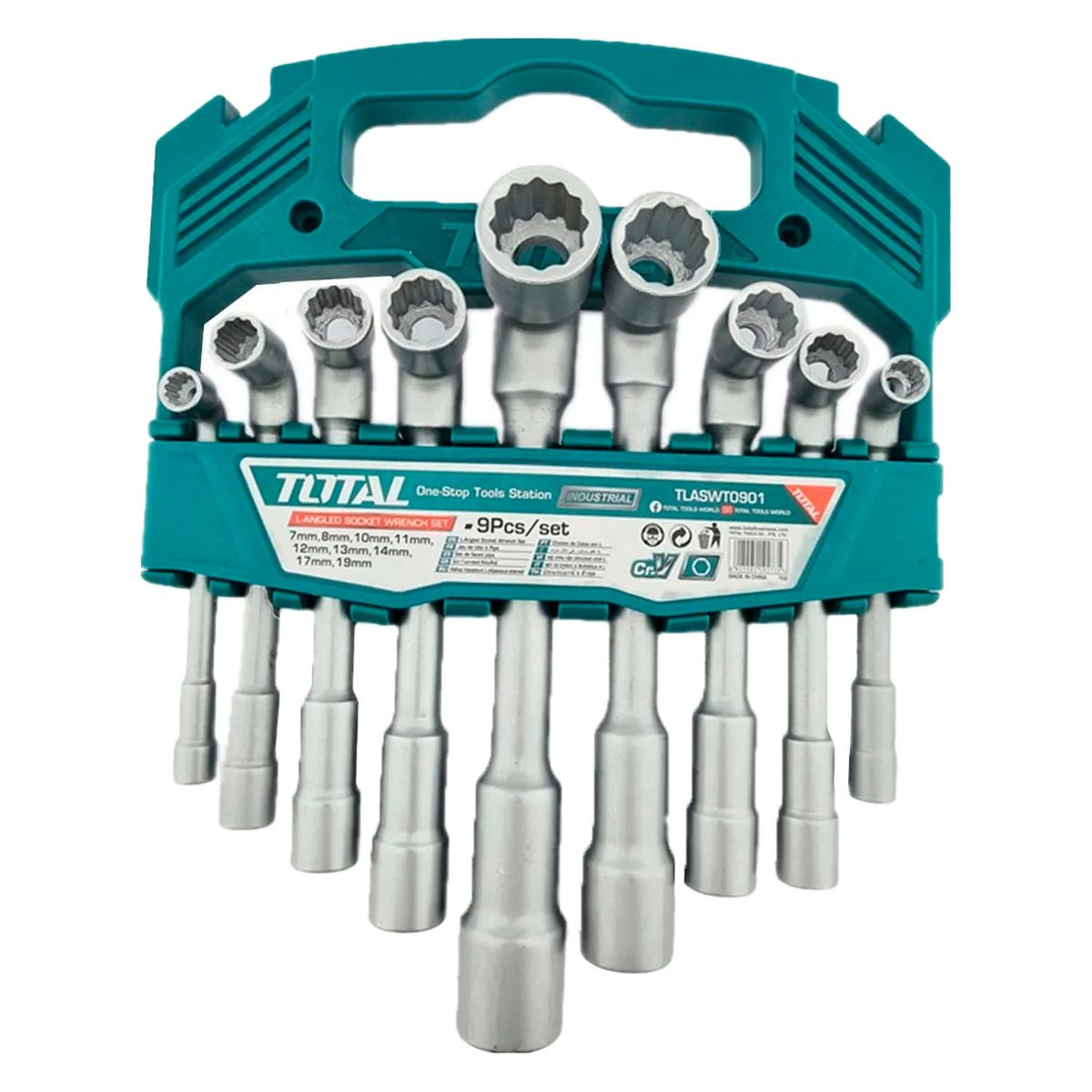 TOTAL TOOLS - Kit Juego De Dados En Forma De L 9 Piezas