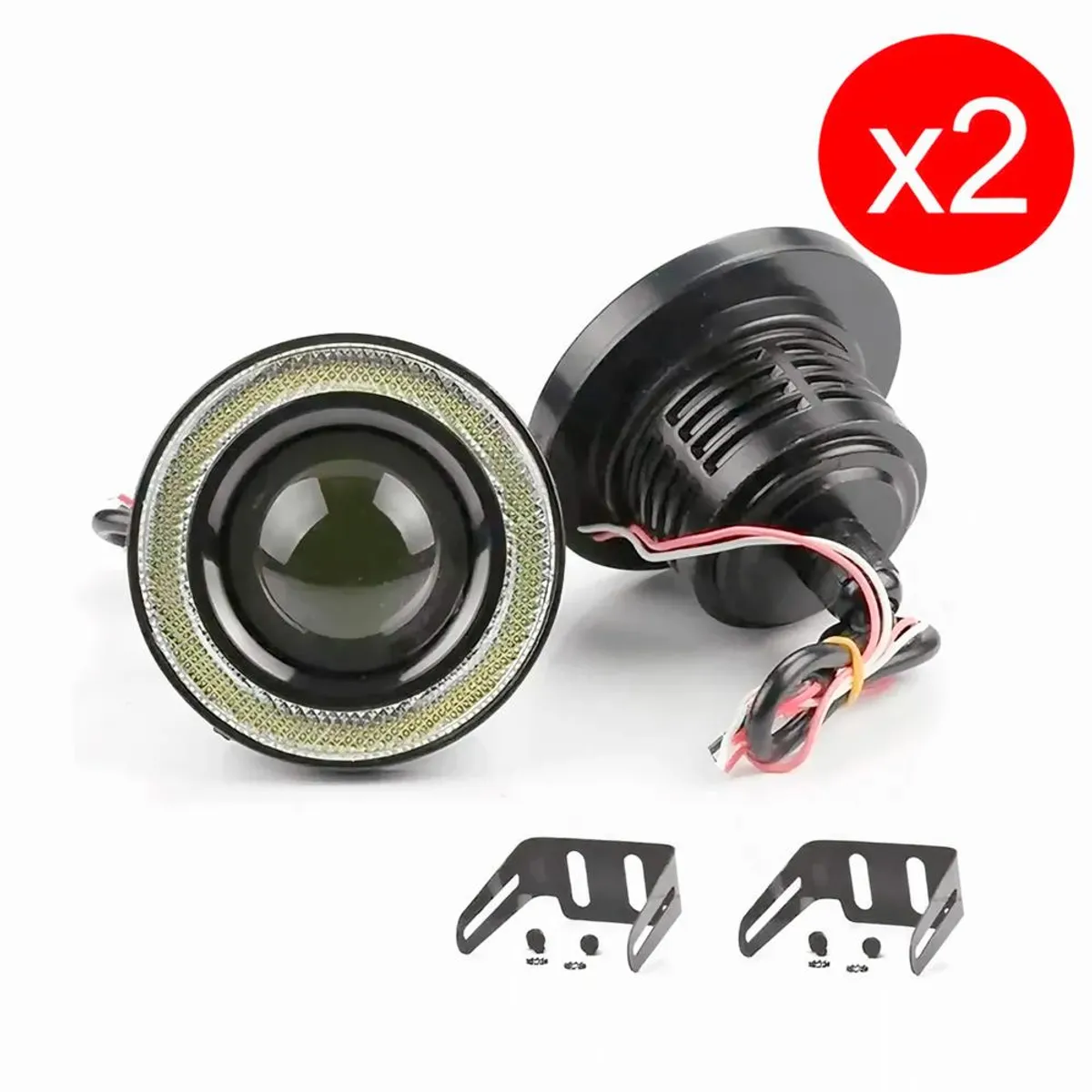 DETODOYMAS - Pack 2 Focos Neblineros Led Ojos De Ángel Rgb + Control DETODOYMAS