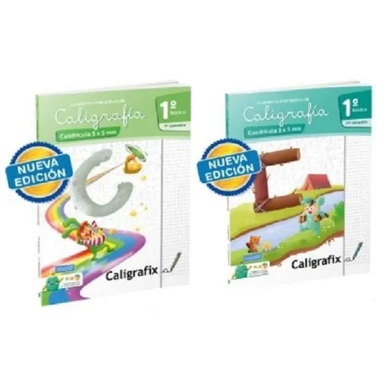 CALIGRAFIX - Pack Caligrafix 1 Basico CUADRICULA 1 y 2 Semestre, Edicion Actualizada