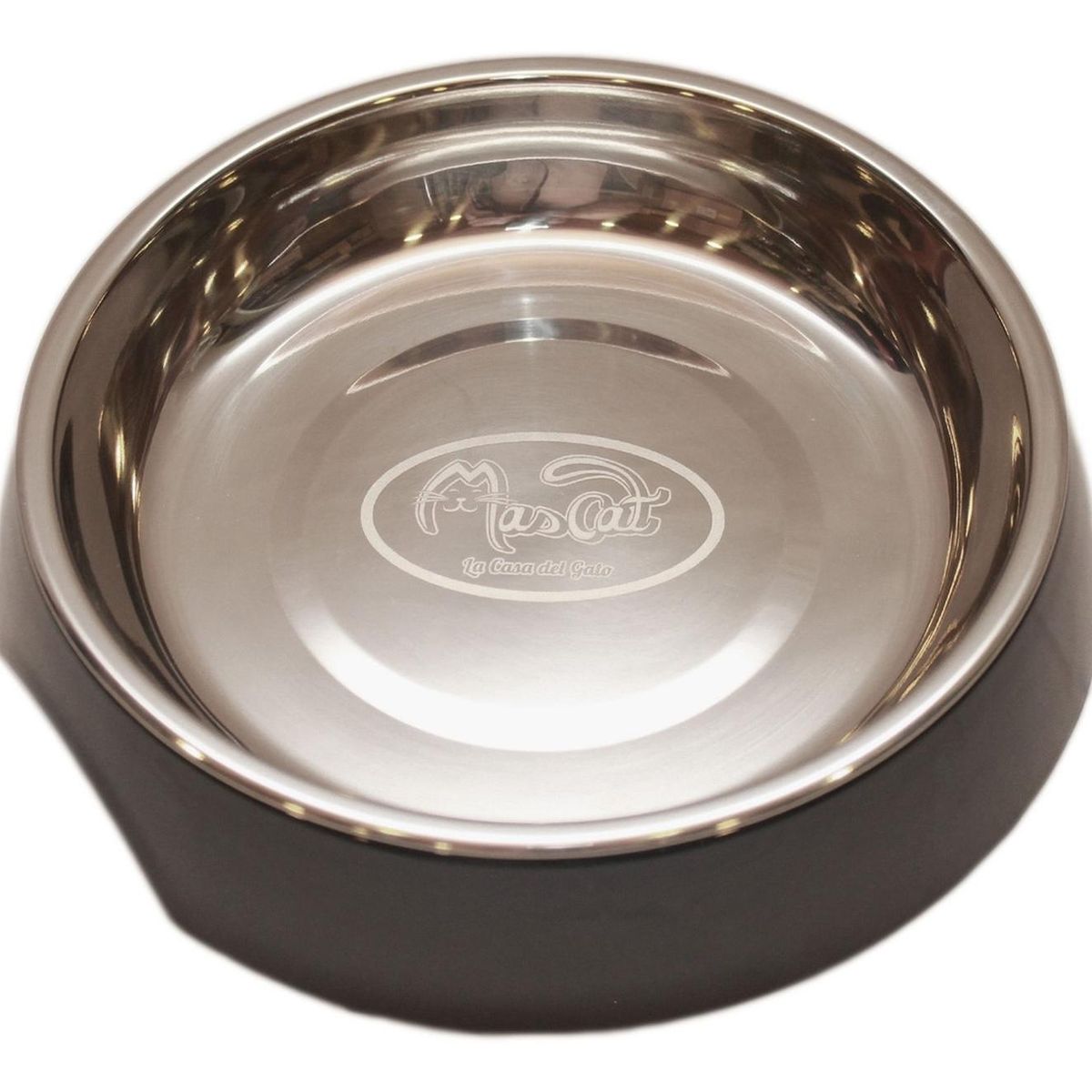 MASCAN - Plato Gato Melamina Sólido Redondo Negro Mascan