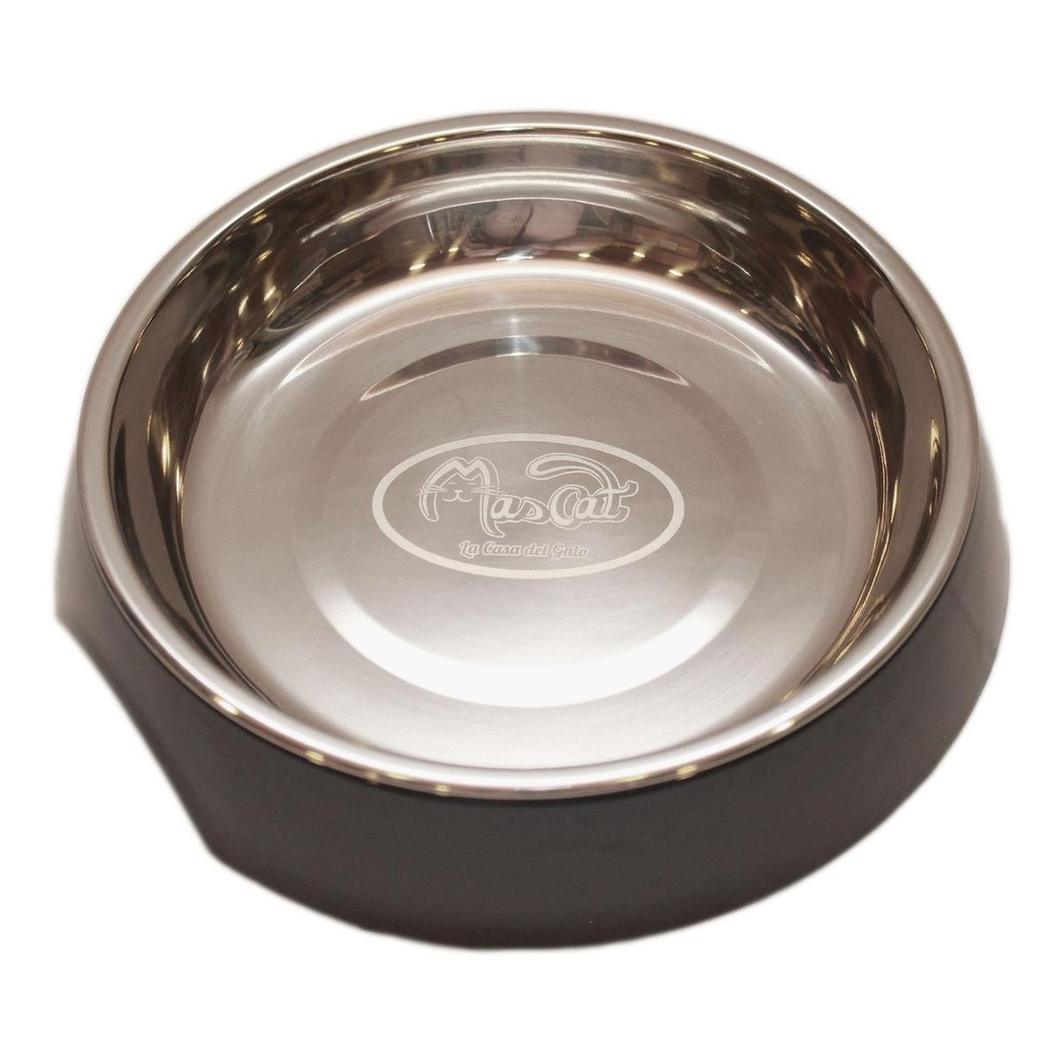 MASCAN - Plato Gato Melamina Sólido Redondo Negro Mascan