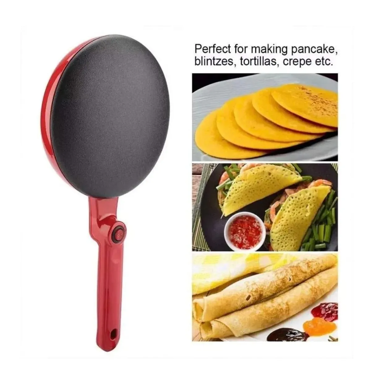 GENERICO - Panquequera Electrica Crepera Sartén 20 Cm Antiadherente