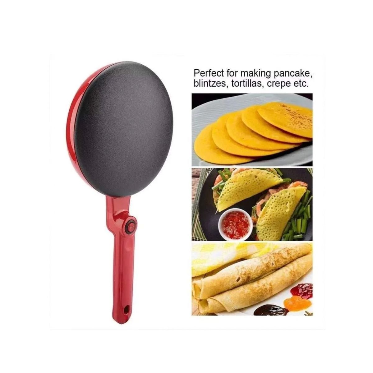 GENERICO - Panquequera Electrica Crepera Sartén 20 Cm Antiadherente