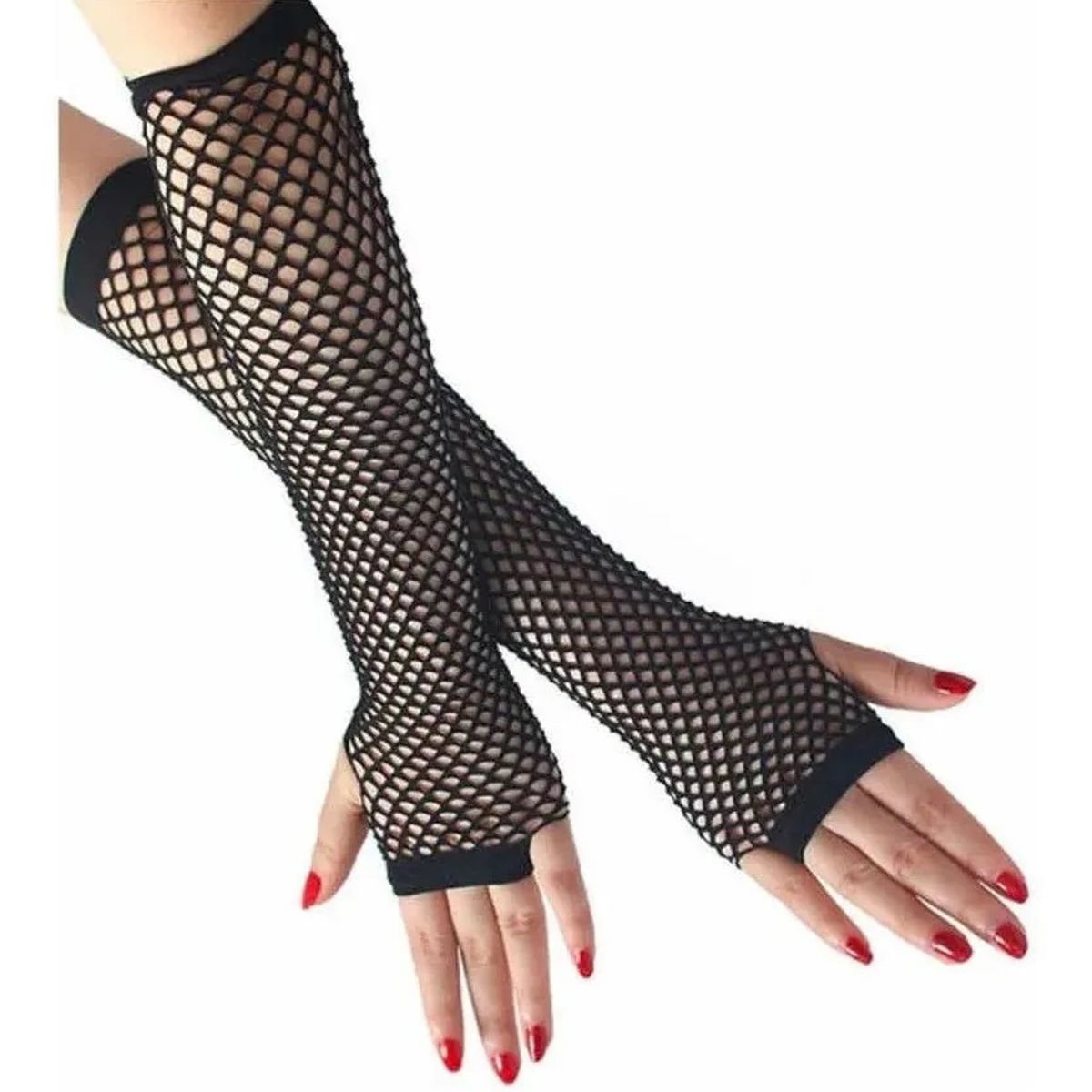 GARSIL - Guantes Largos De Malla - Sin Dedos - Red Malla - Disfraz - Cosplay