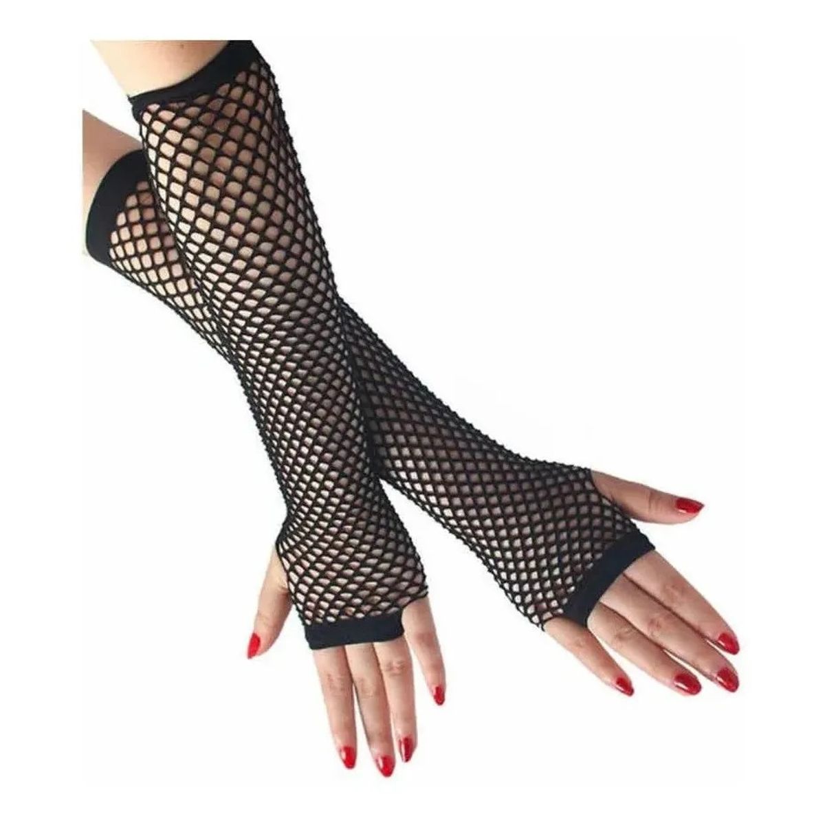 GARSIL - Guantes Largos De Malla - Sin Dedos - Red Malla - Disfraz - Cosplay