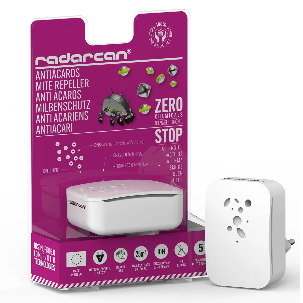 RADARCAN - Antiácaros y Purificador de aire Hogar Radarcán R-502