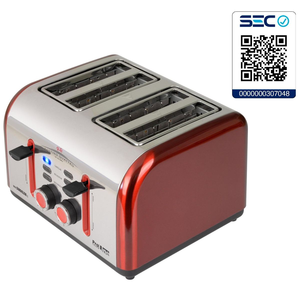SINDELEN - Tostador Eléctrico 4 Rebanadas Sindelen Tp-2410.