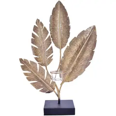 MALLORCA - Figura Decorativa Portavela Hojas Gold Grande