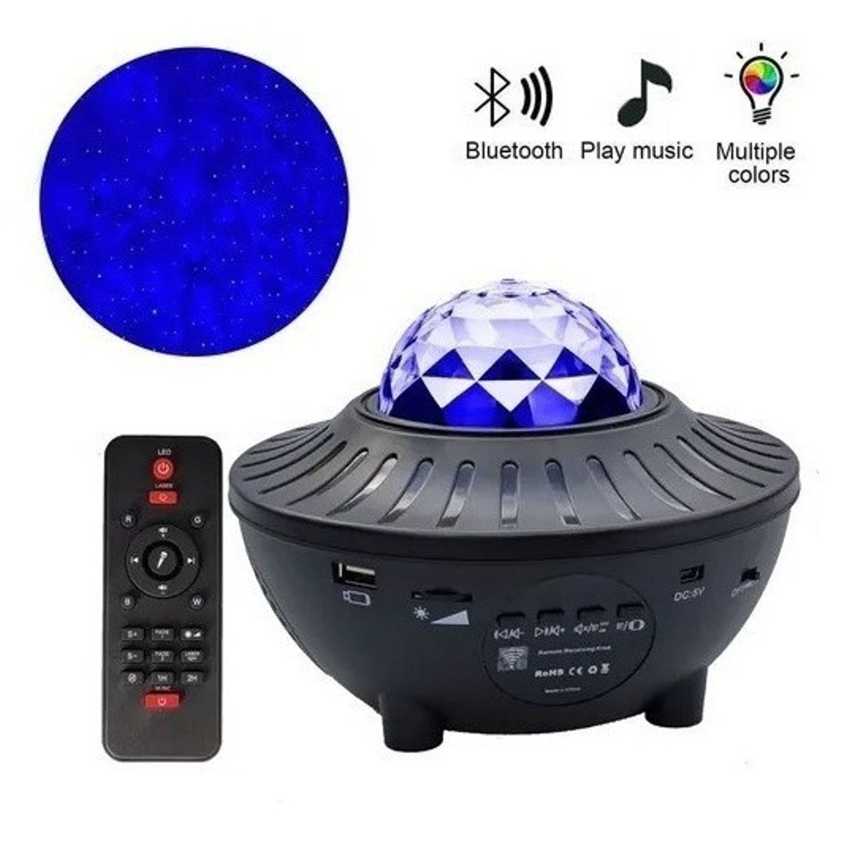 GENERICO - Proyector De Galaxia Estrellas Led Y Sonido Bluetooth