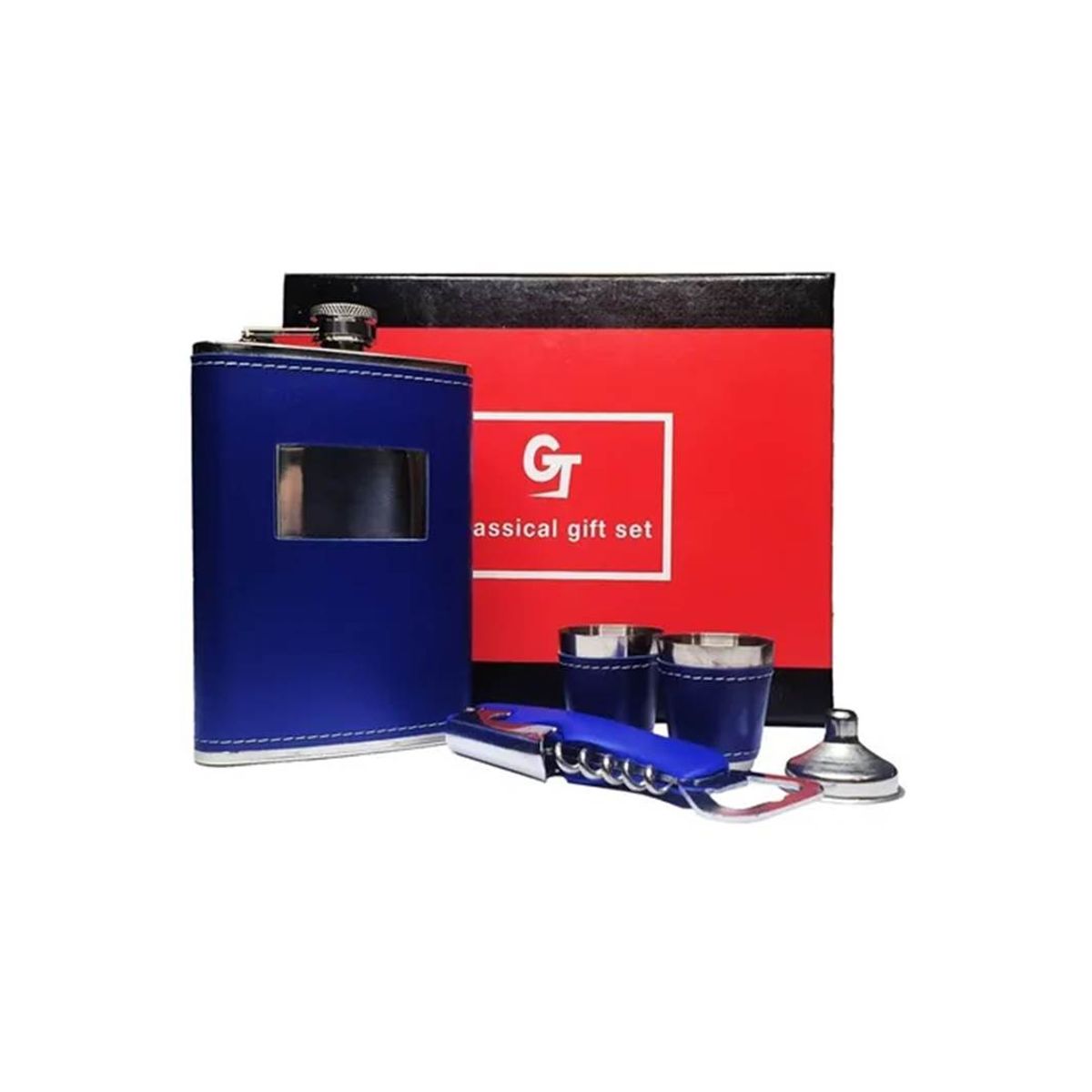 GENERICO - Set Petaca Whisky 9oz Regalo Coctelera Camping Destapador