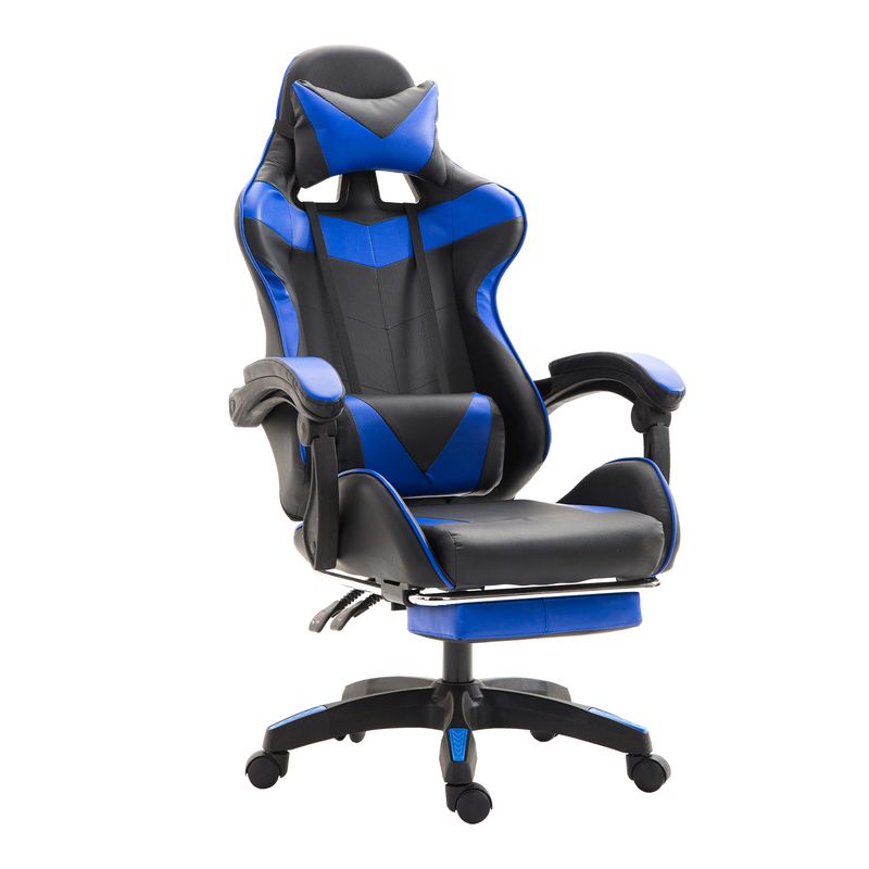 NOVAHUS - Silla Gamer Racing con Reposapiés Azul