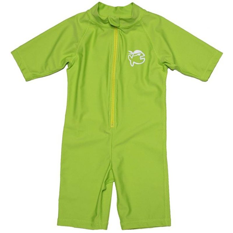 IQ - Traje de baño verde-neón manga corta con filtro solar upf 300