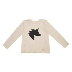PILLIN - Polera Niña M/L Estampada Blanco