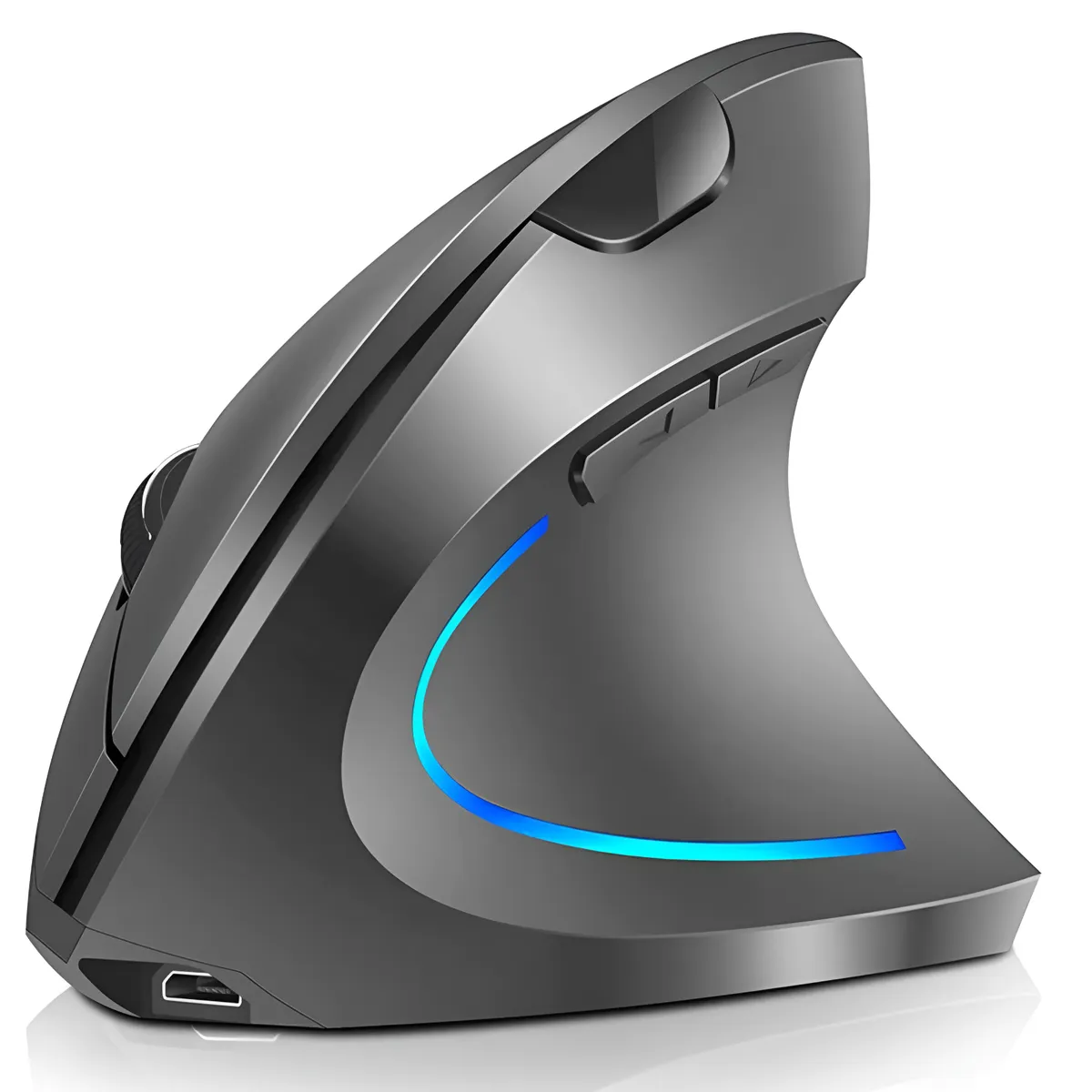 TECMASTER - Mouse Vertical Inalambrico Ergonomico Recargable 2.4 Ghz Pro
