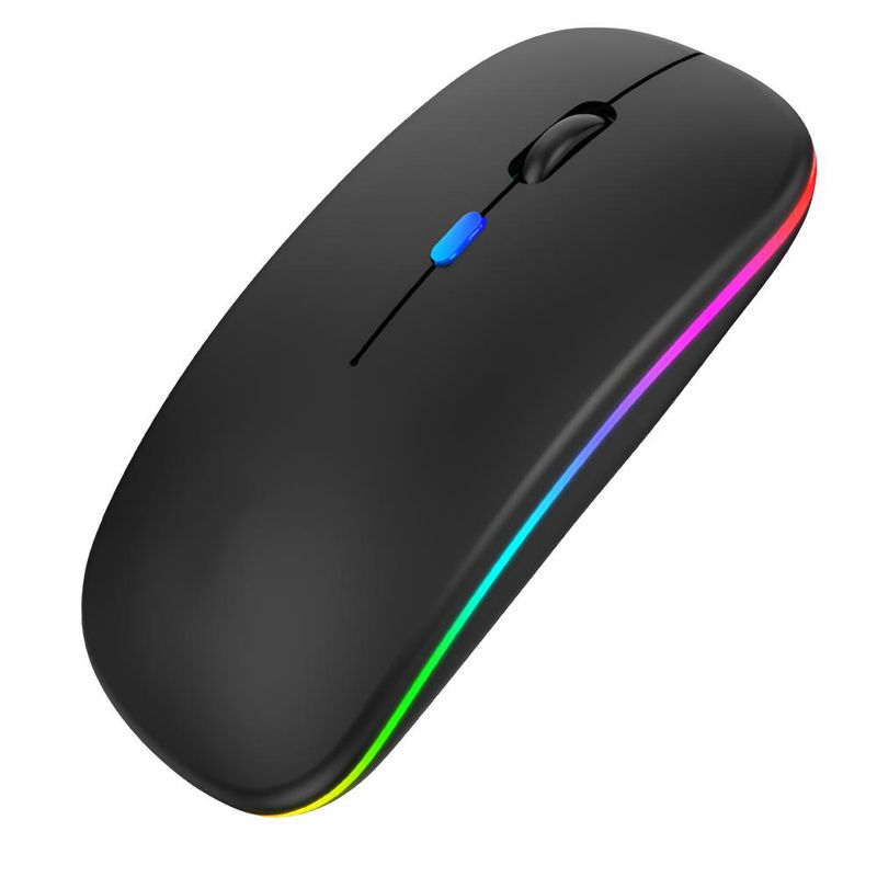 TECMASTER - Mouse Inalámbrico Dual Bluetooth + USB 2G Recargable RGB BK - Negro