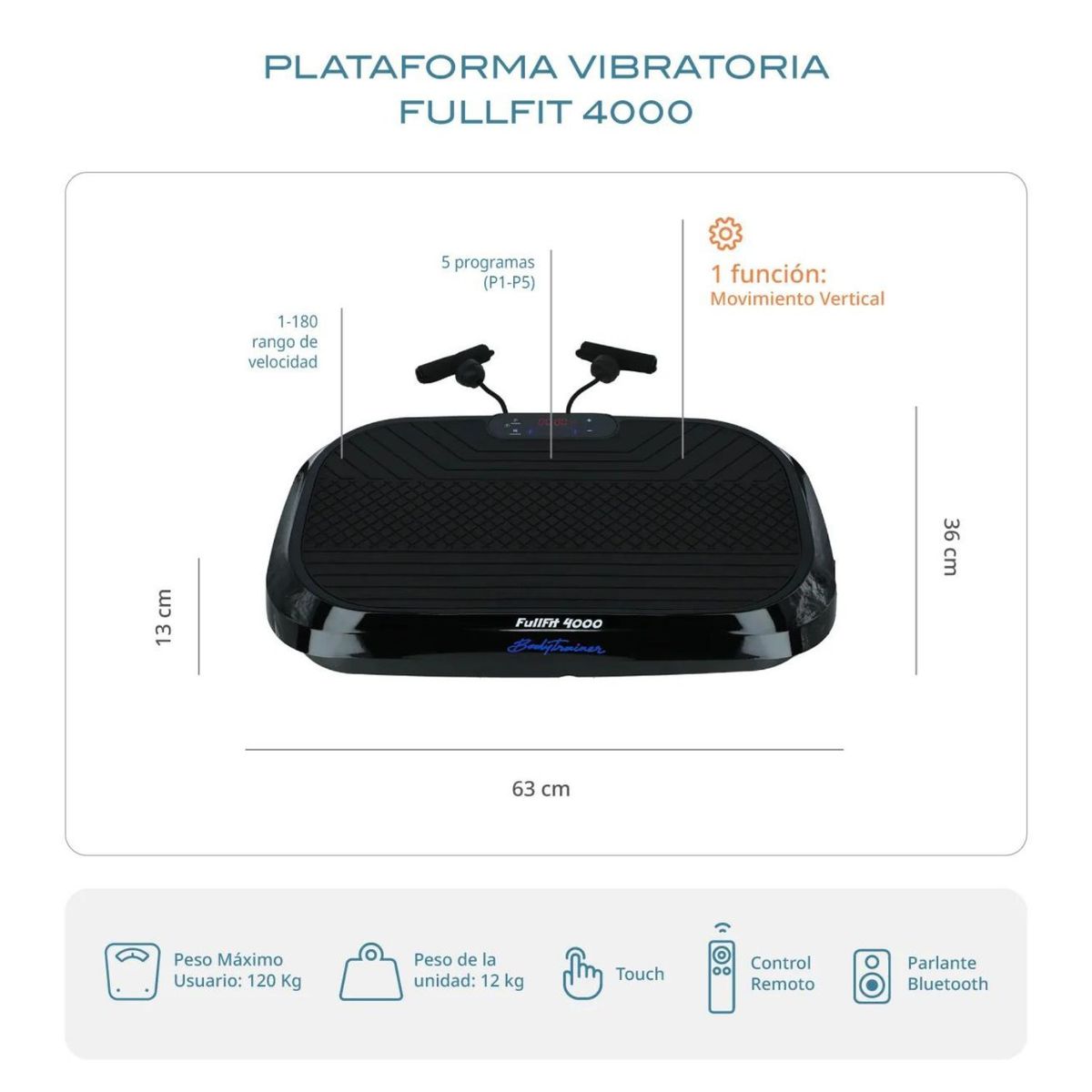 BODYTRAINER - Plataforma Vibratoria Bodytrainer Fullfit 4000 Con Bluetooth