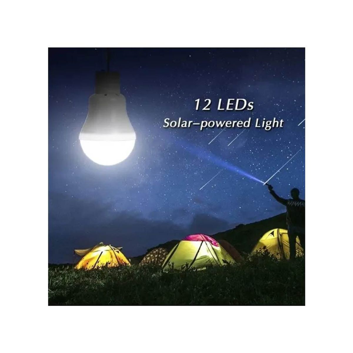GENERICO - Lampara Ampolleta Led 800mah Panel Solar Camping Portátil