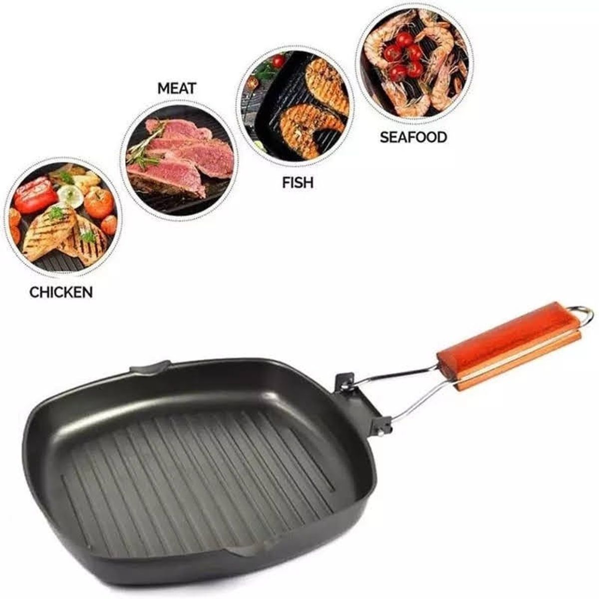 GENERICO - Sarten Antiadherente Cuadrado Parrilla Plancha Grill 20cm