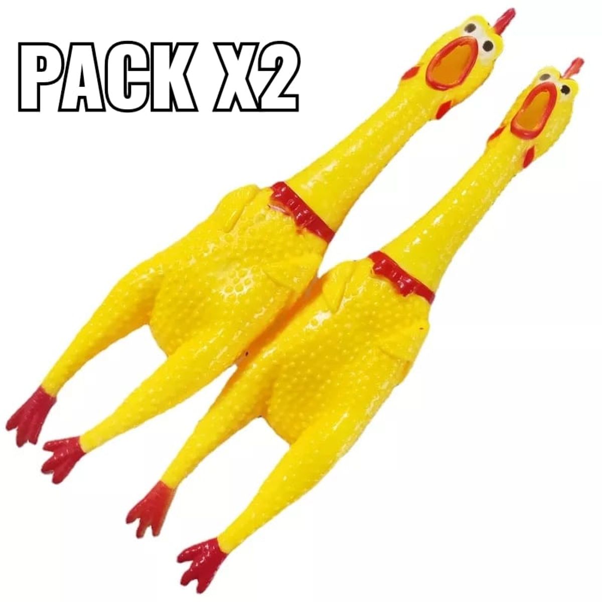 GENERICO - Pack x2 Pollo Juguete De Goma Con Sonido Para Moscotas