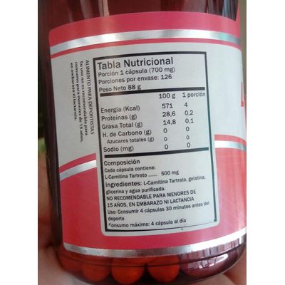 Imagen 2 del producto L Carnitina Pura Gm 3 Frascos 3x90 270 Capsulas Blandas