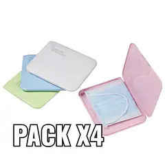 GENERICO - Pack x4 Porta Mascarllas Antibacterial Cuadrada Colores