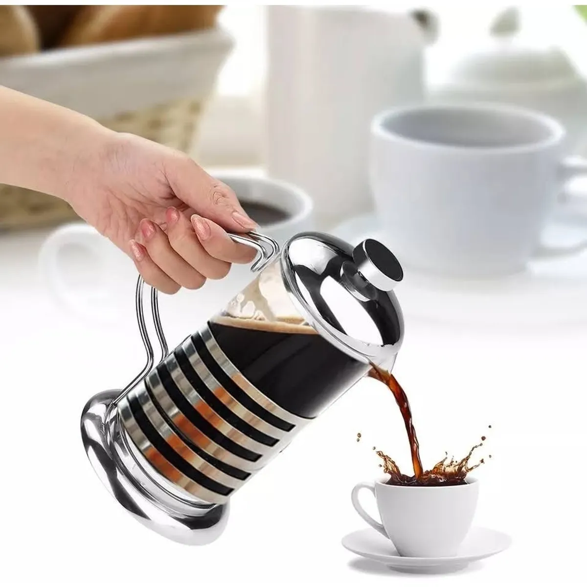 GENERICO - Cafetera Prensa Francesa Acero Inoxidable 800 ml Espumador