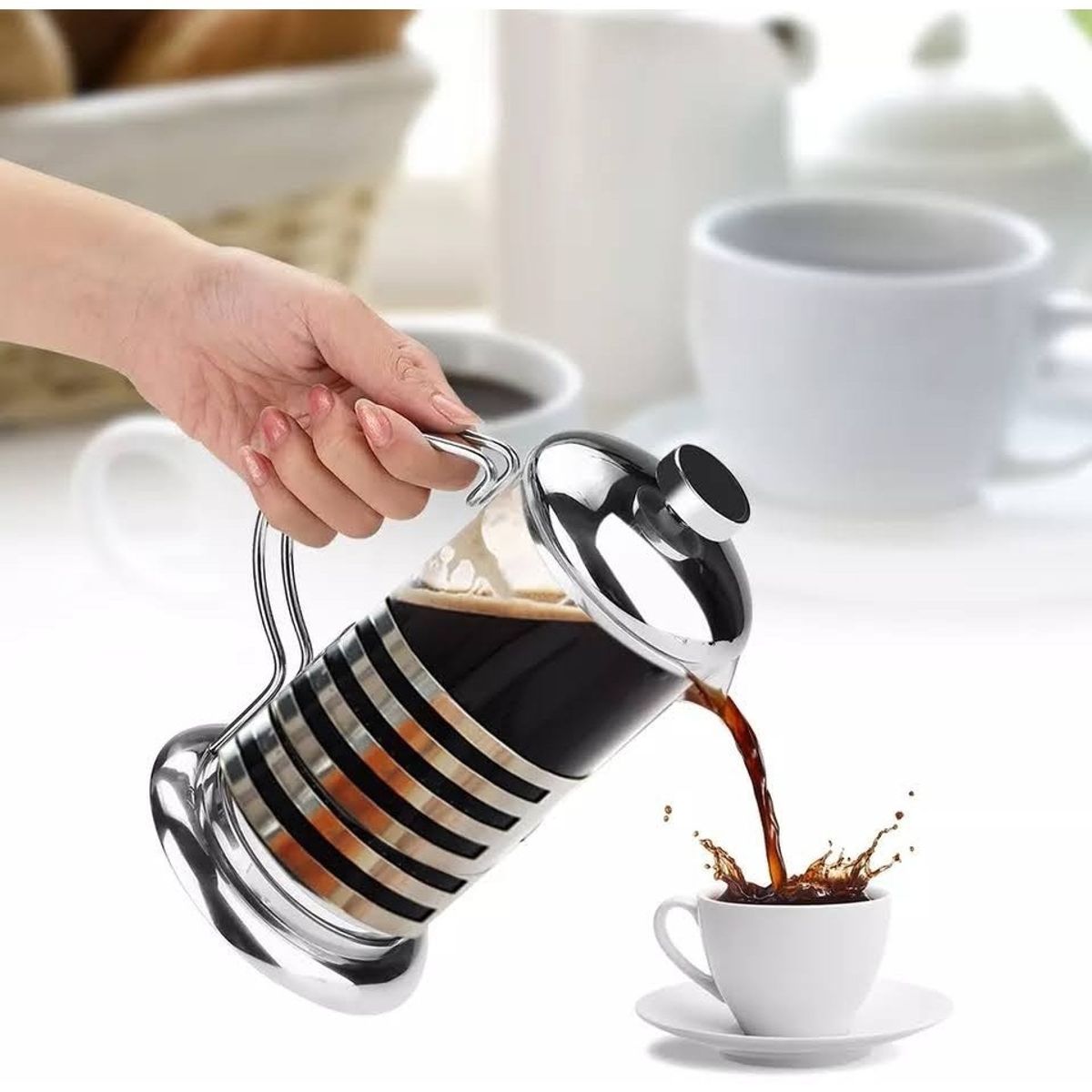 GENERICO - Cafetera Prensa Francesa Acero Inoxidable 350 ml Espumador