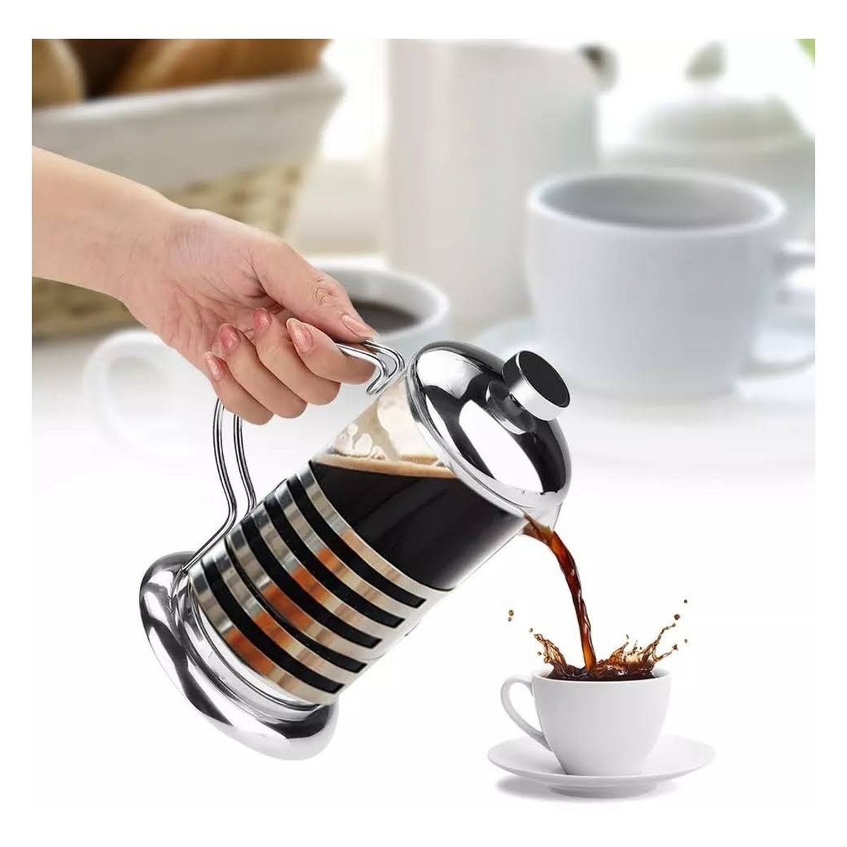 GENERICO - Cafetera Prensa Francesa Acero Inoxidable 350 ml Espumador