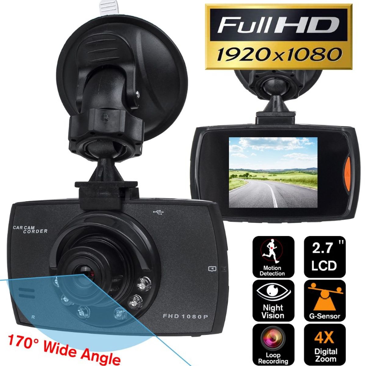 GENERICO - Camara Portatil Grabadora Para Autos Full Hd Car Camcorder
