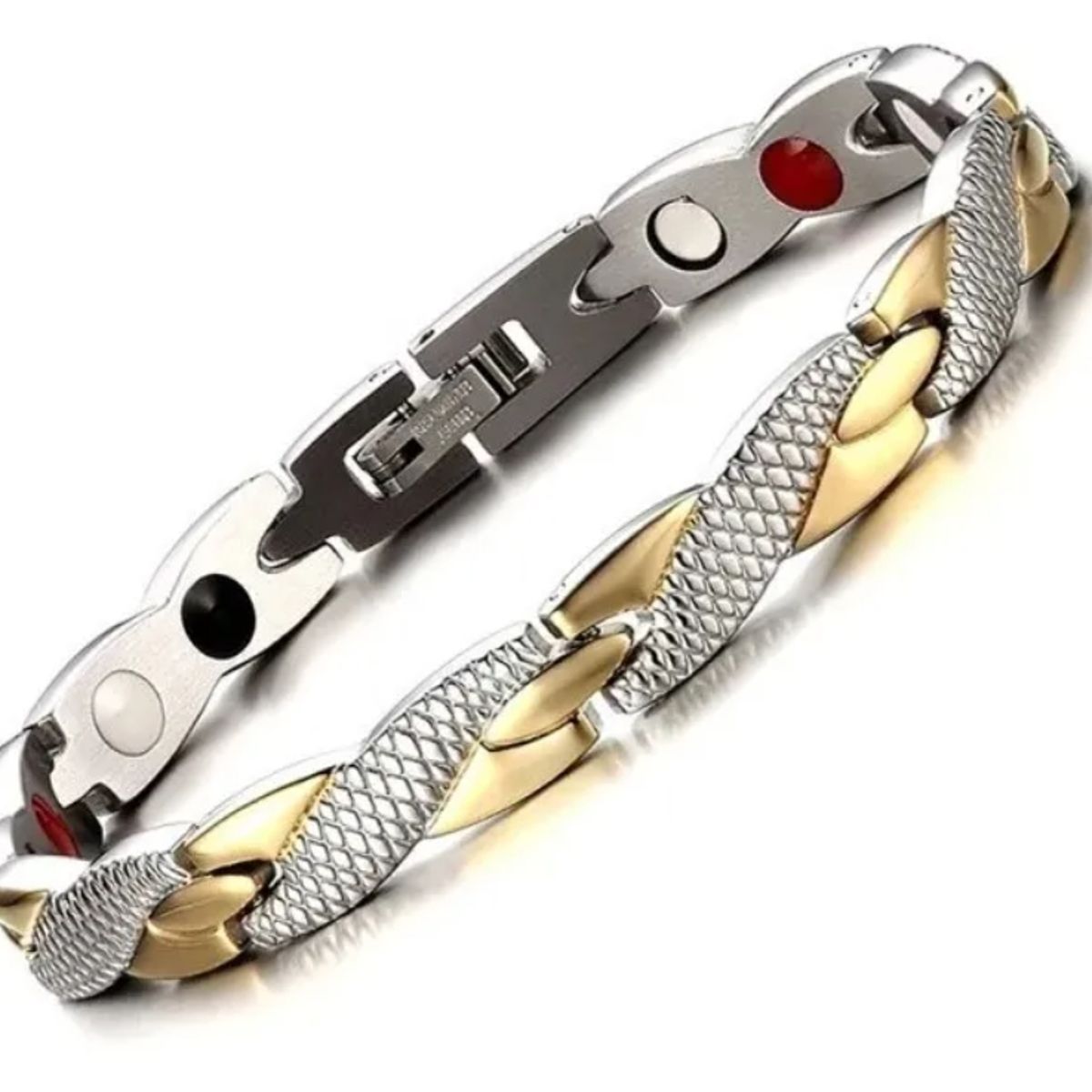 GENERICO - Pulsera terapia magnética Acero inoxidable mujer hombre