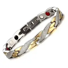GENERICO - Pulsera terapia magnética Acero inoxidable mujer hombre