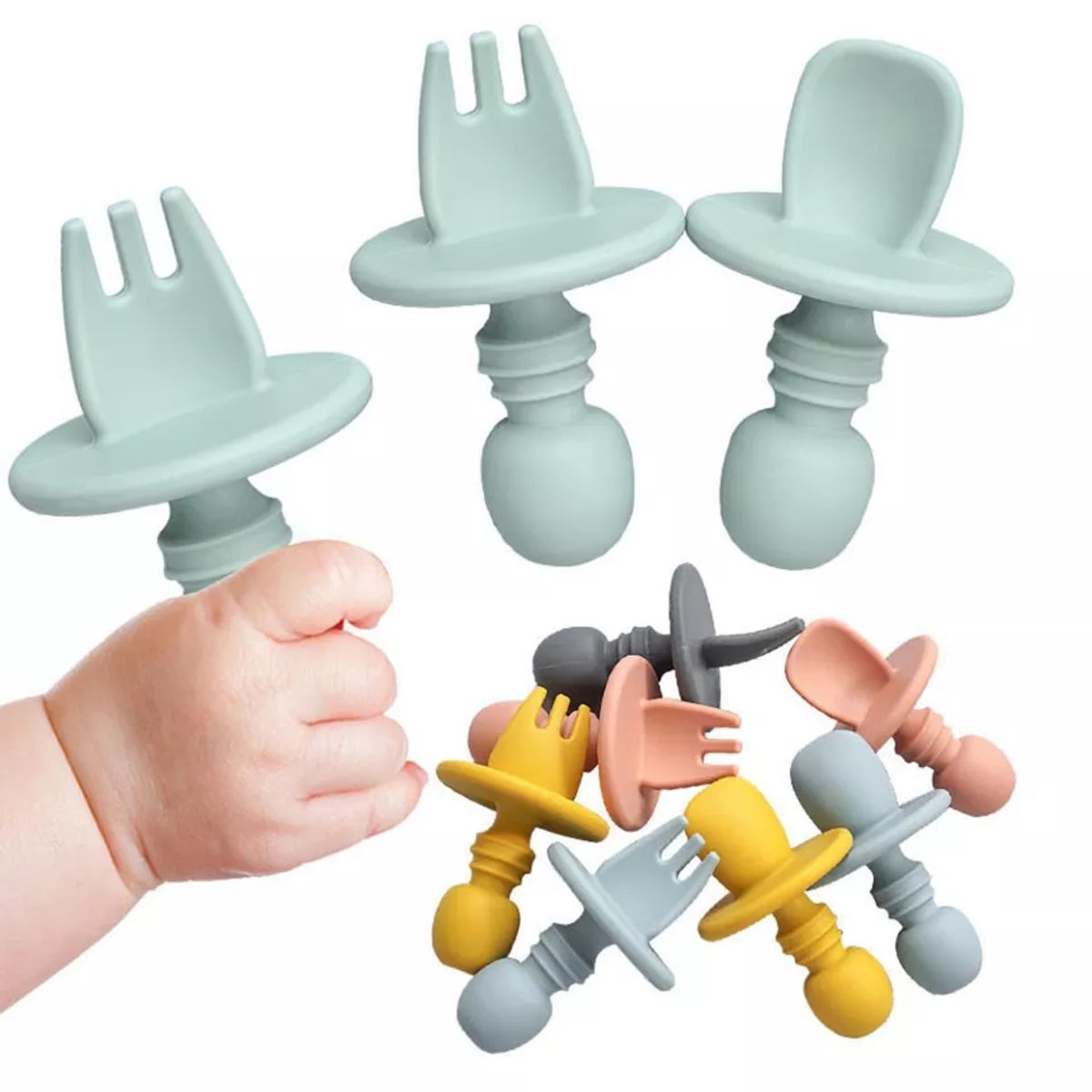 COCHOLITO KIDS - Set De Cuchara Y Tenedor de Silicona