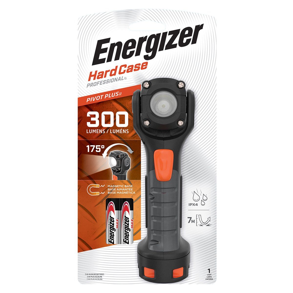 ENERGIZER - Linterna Energizer Hard-Case pivot 2AA 300 lumens