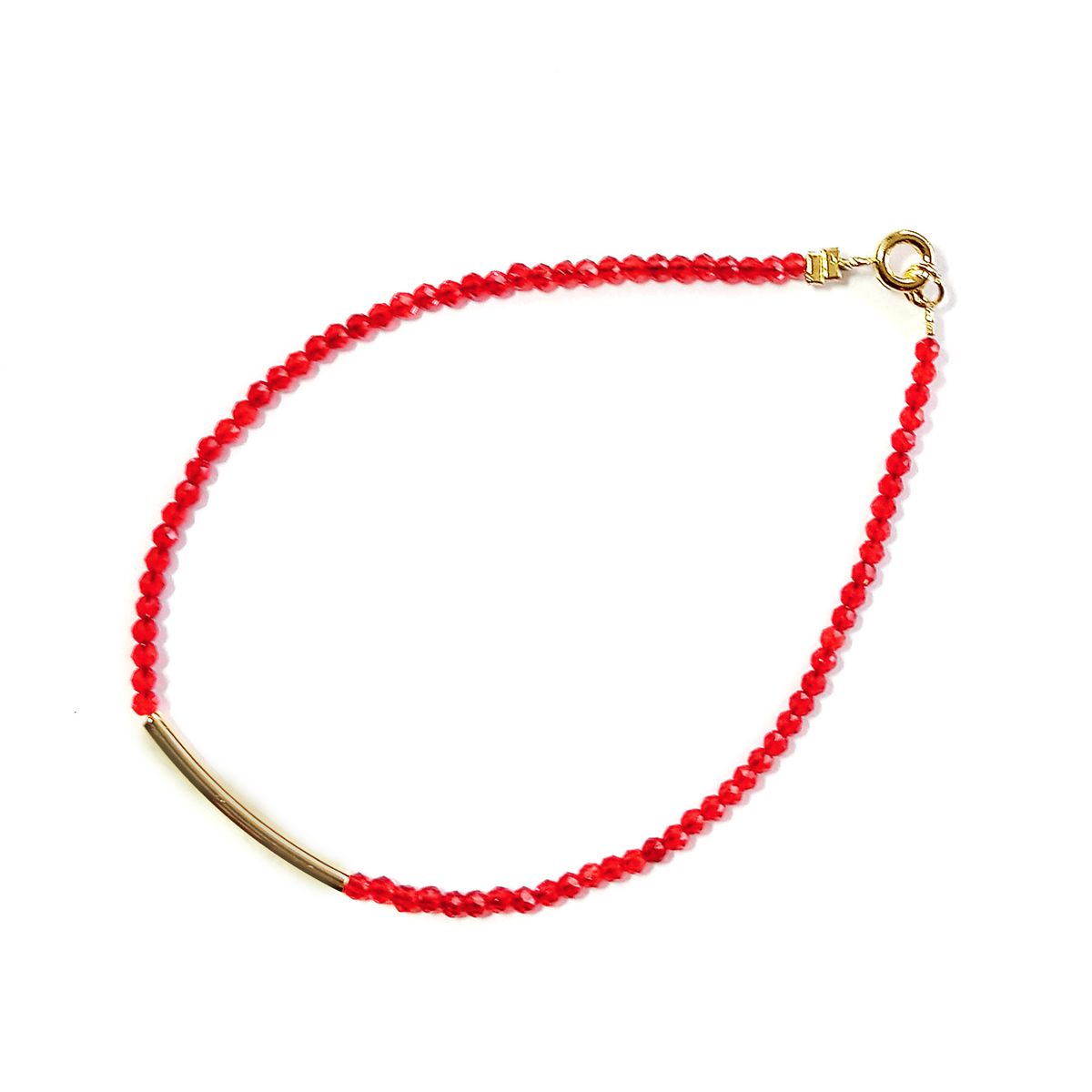 COGGIOLA - Pulsera Cristales Rojo Tubo Enchapado Oro 18K