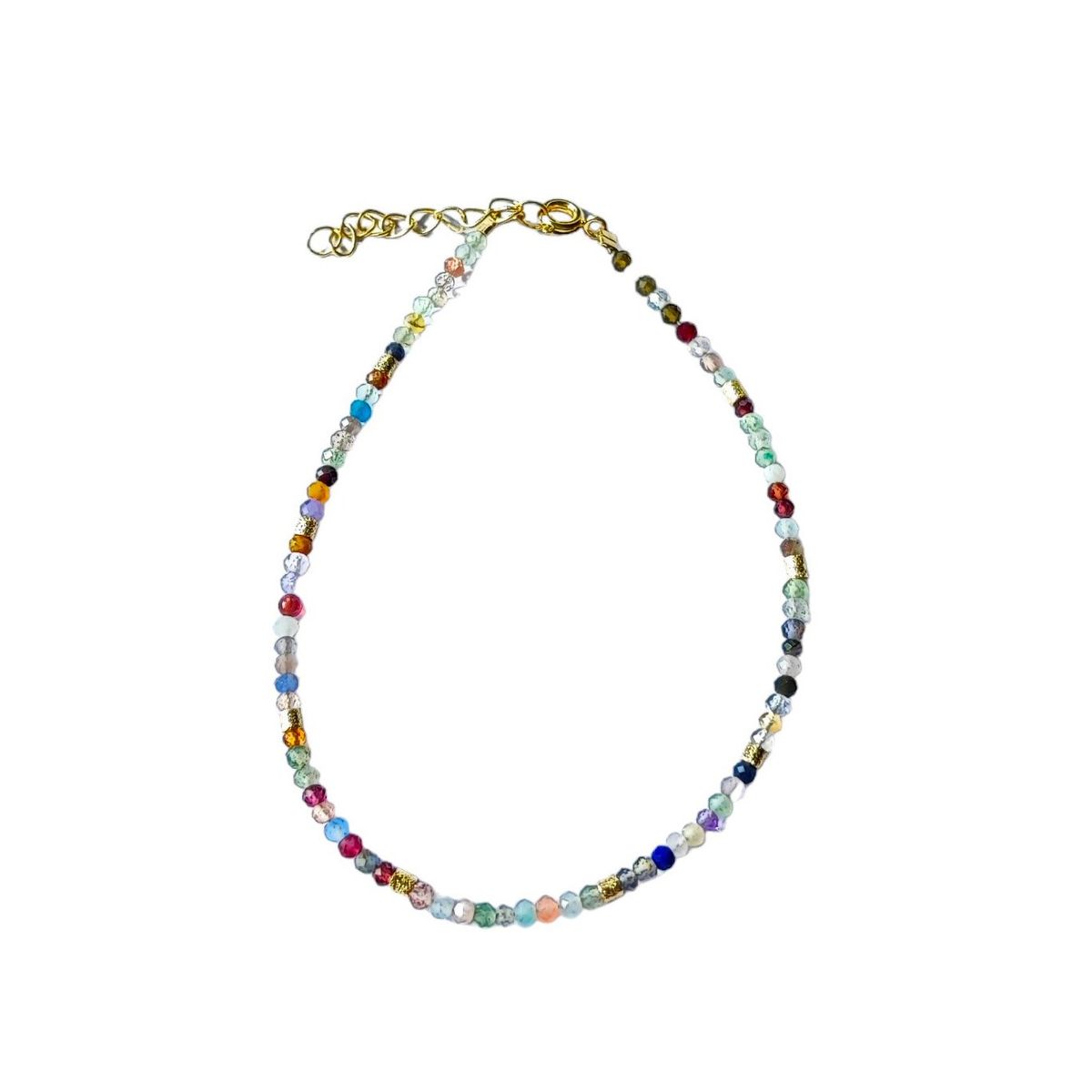 COGGIOLA - Pulsera Piedras Naturales Facetadas Mostacillas Enchapado Oro 18K