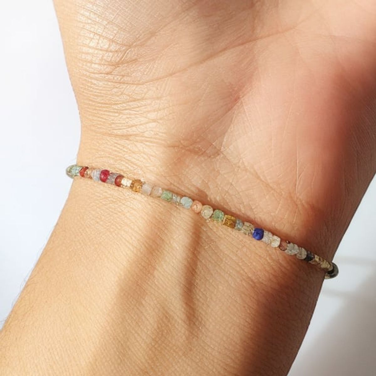 COGGIOLA - Pulsera Piedras Naturales Facetadas Mostacillas Enchapado Oro 18K