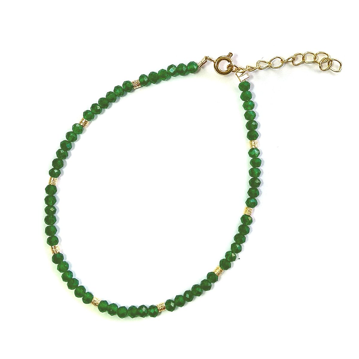 COGGIOLA - Pulsera Ónix Verde Facetado Mostacillas Enchapadas Oro 18K