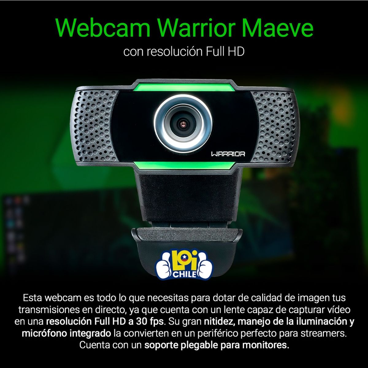 MULTILASER - Webcam Gamer Warrior Maeve 1080p MULTILASER
