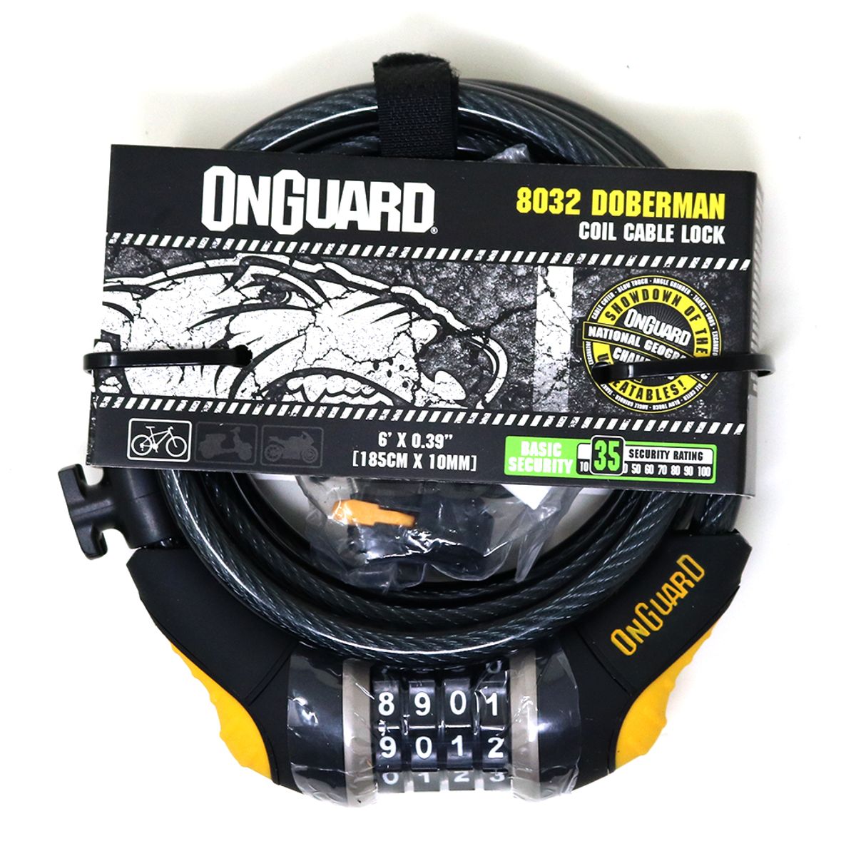 ONGUARD - Candado OnGuard Clave Espiral Doberman 185cmX10mm