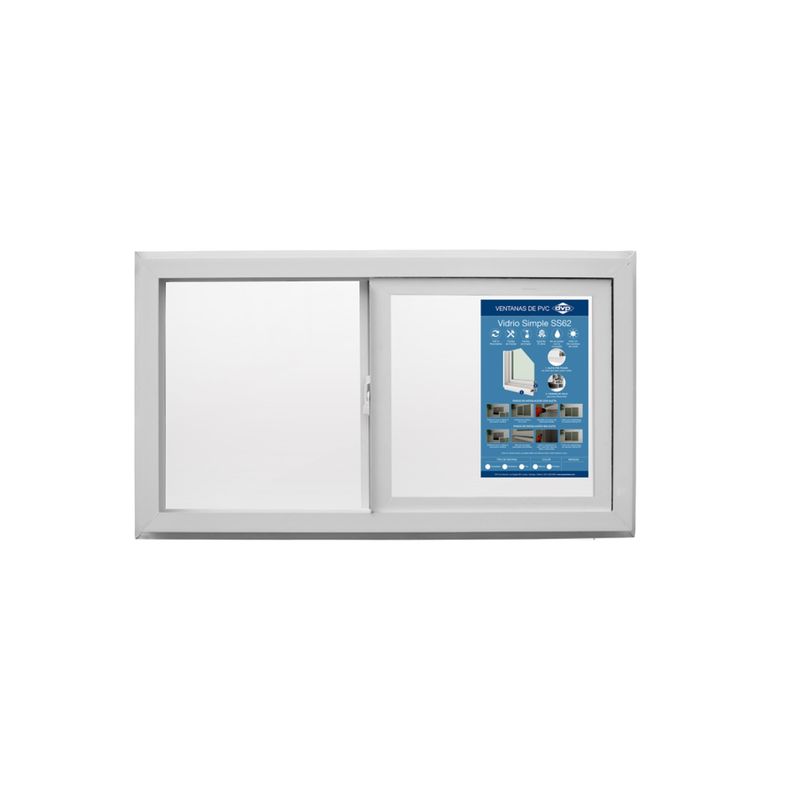 DVP - Ventana PVC Vidrio Simple 91x50cm Corredera Blanca DVP