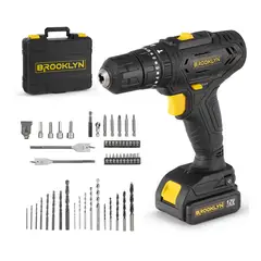 BROOKLYN - Taladro Percutor Inalambrico 12v + Bateria Y 62 Accesorios